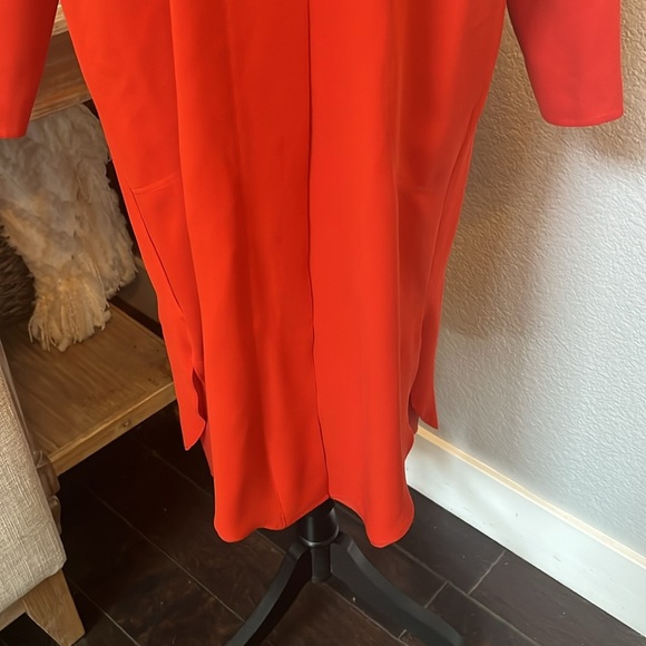 Club Monaco Long Sleeve Red Silk Shirt Dress Size 2 - Picture 3 of 8